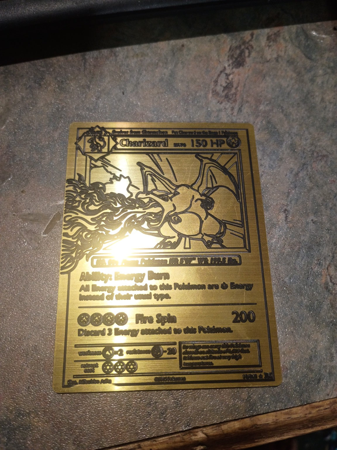 Gold-colored dragon trading card example